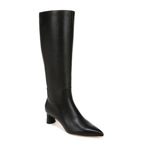 New Vince Floris Point Toe Leather Mid Calf Boots Black Sz 8.5